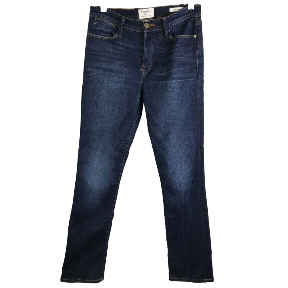 Frame Jeans Womens 28 Blue Le High Straight Denim High Rise Dark Wash Indigo - Picture 2 of 12